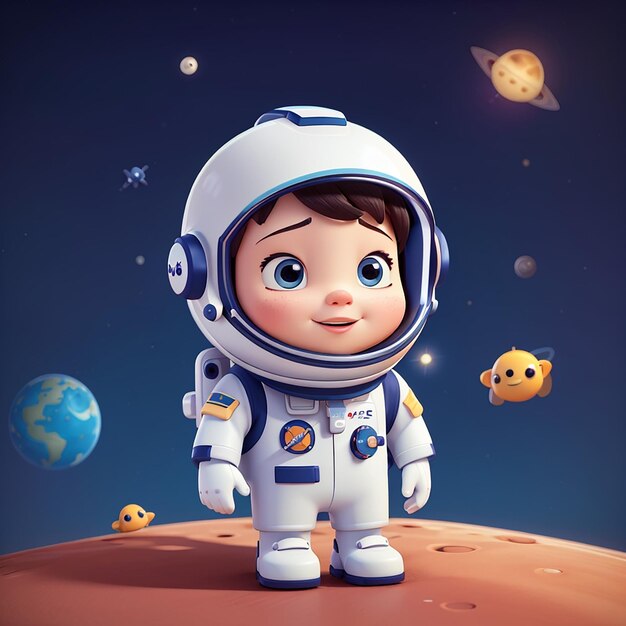 El simpático astronauta ama las adorables ilustraciones espaciales los personajes de las mascotas de dibujos animados