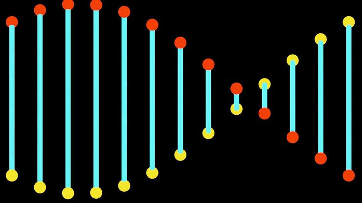 Foto simple animación de diseño de adn en movimiento hermosa estructura de adn giratorio de líneas y puntos coloridos
