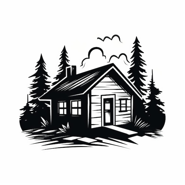 Simple Cabin Bold Schwarz-Weiß-Logo-Stil Vektorkunst