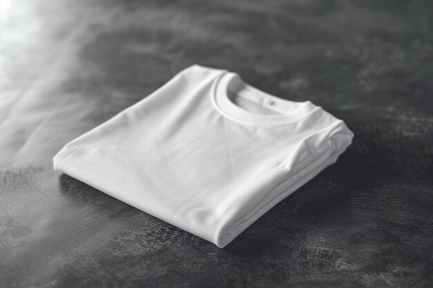 Foto una simple camiseta blanca colocada cuidadosamente en una mesa adecuada para conceptos de moda o venta al por menor