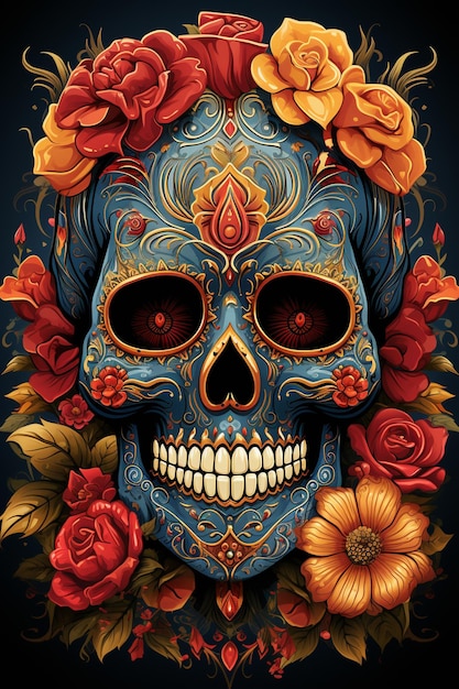 simple cartel del día de los muertos