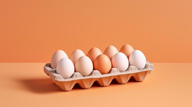 Un simple cartón de huevos que contiene algunos huevos blancos IA generativa