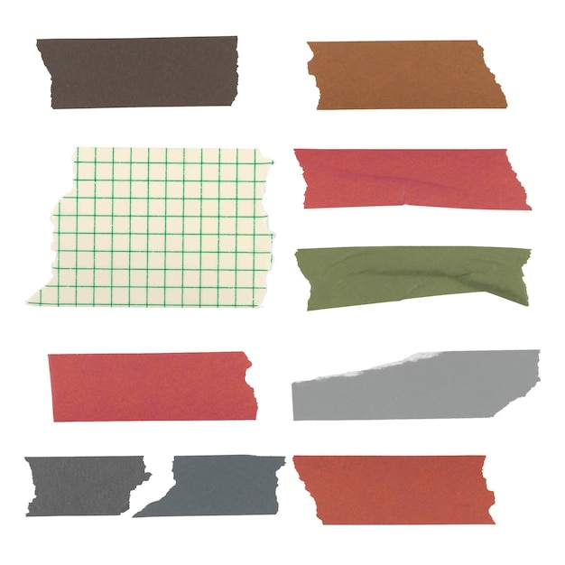 Simple cinta washi png clipart elemento de collage de colores establecido en un fondo transparente