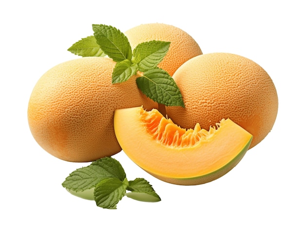 Foto un simple clip art de la fruta del melón sobre un fondo blanco