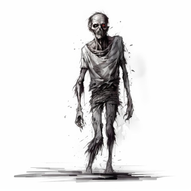 Simple concepto de arte de zombies arrugado y ilustraciones detalladas de personajes