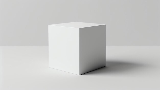 Foto un simple cubo blanco se sienta en una superficie blanca contra un fondo blanco el cubo está perfectamente centrado y la imagen es perfectamente simétrica