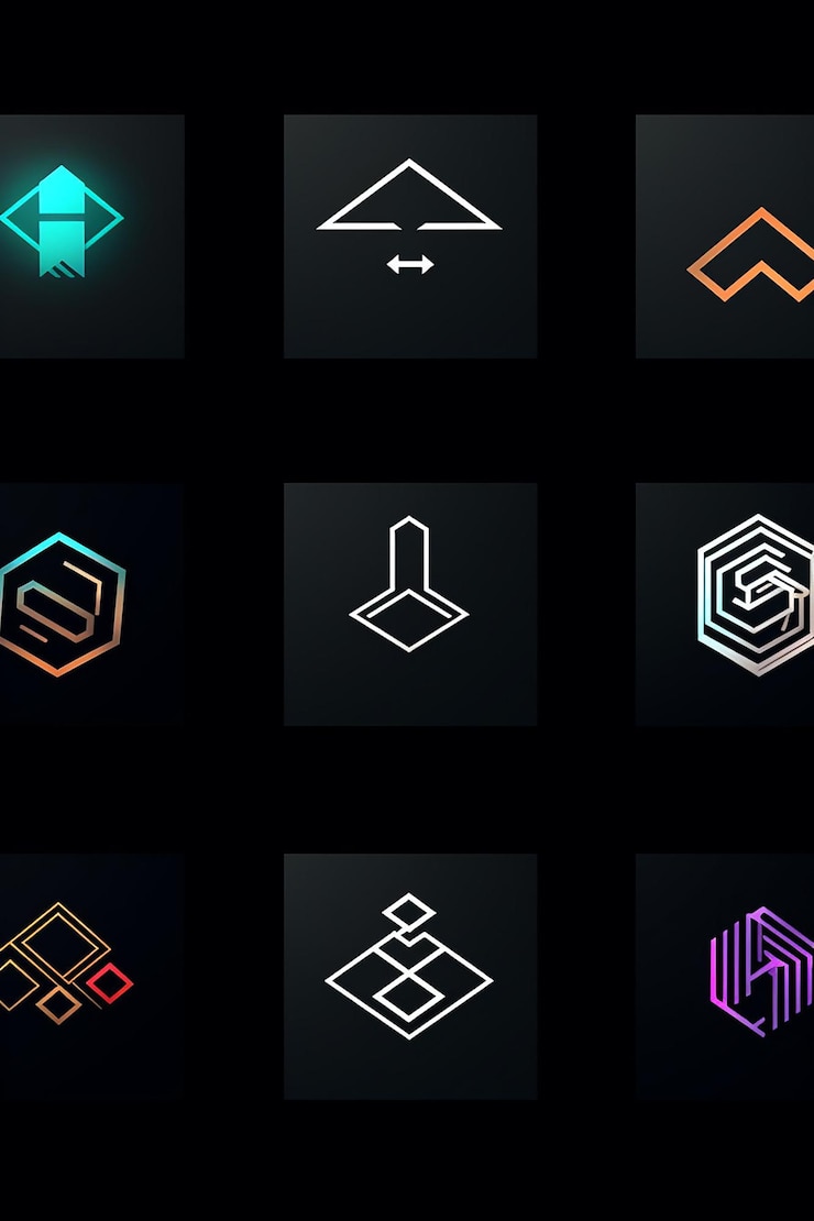 Foto un simple diseño geométrico futurista de un logotipo moderno para una marca espacial y tecnológica