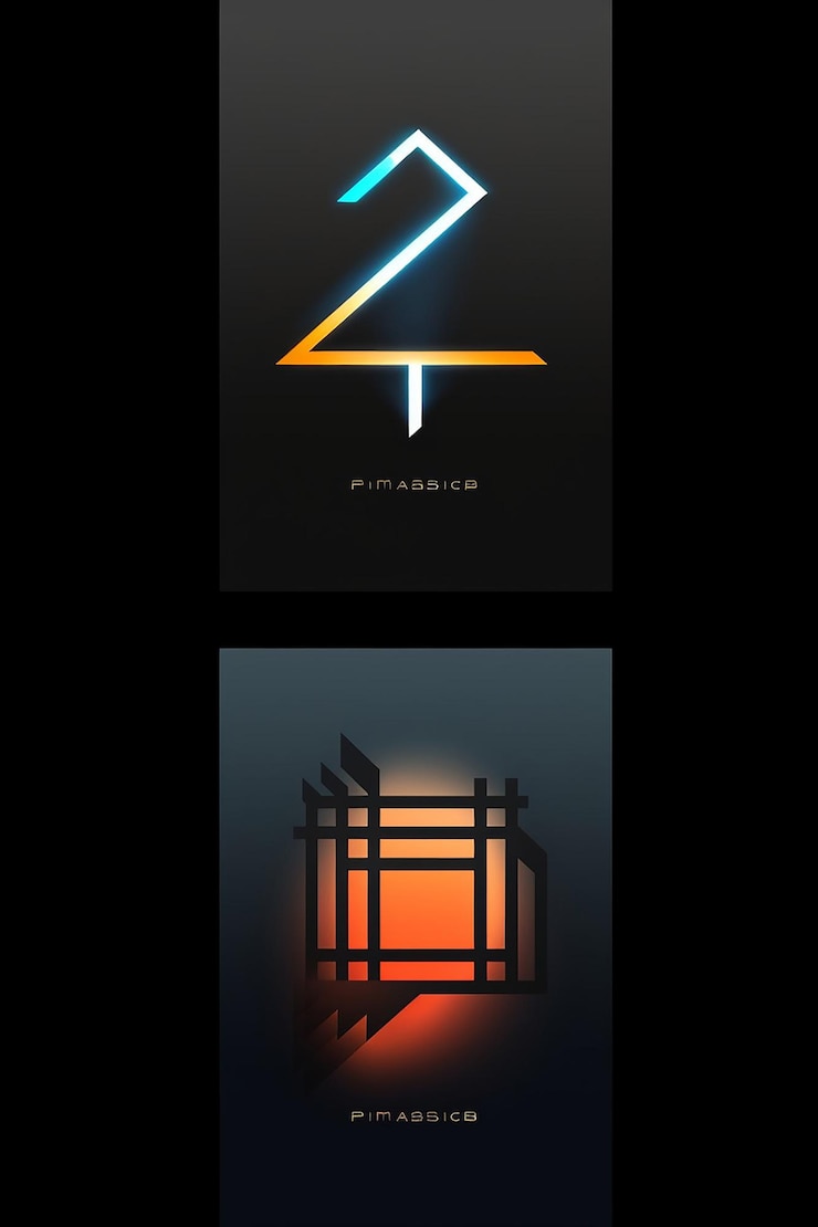Foto un simple diseño geométrico futurista de un logotipo moderno para una marca espacial y tecnológica
