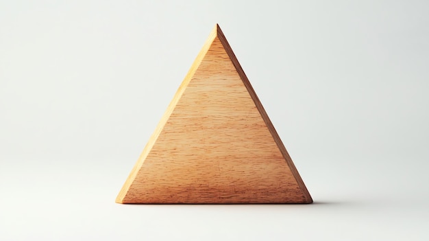 Una simple forma de triángulo de madera sobre un fondo blanco
