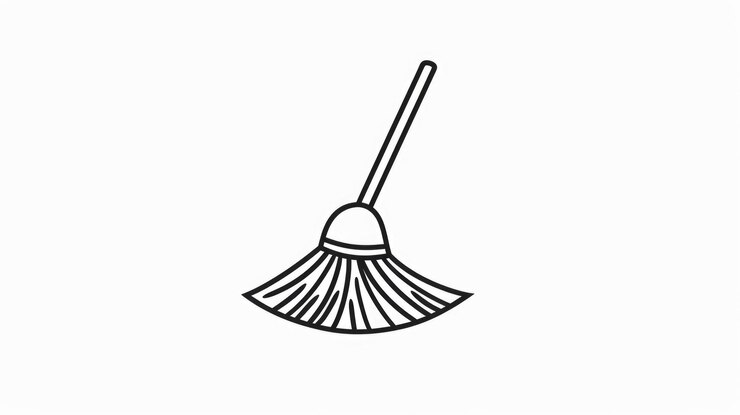 Foto una simple ilustración en blanco y negro de una escoba perfecta para materiales educativos