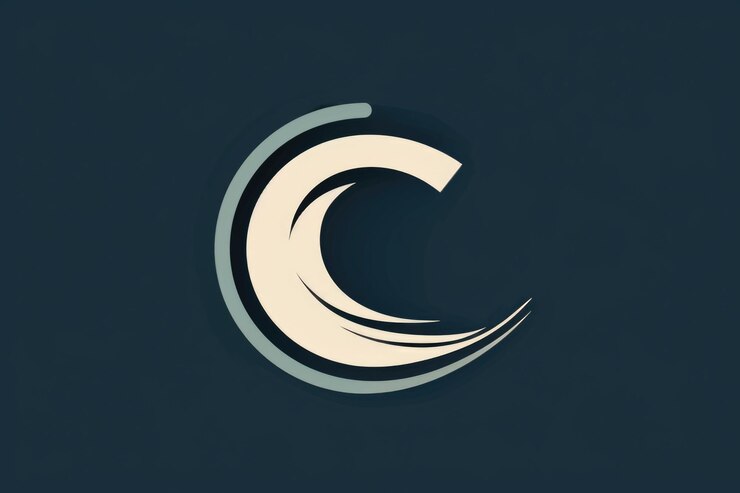 Foto un simple logotipo azul y blanco sobre un fondo oscuro