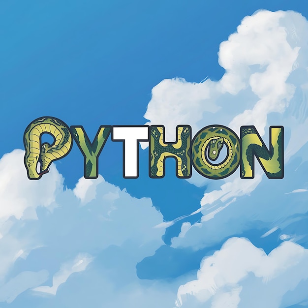 Un simple logotipo de estilo animado con el texto python ai generative