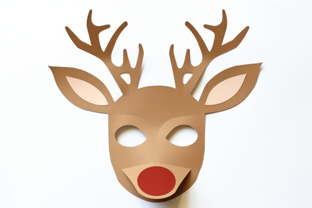una simple máscara de papel imprimible de Rudolph el reno para