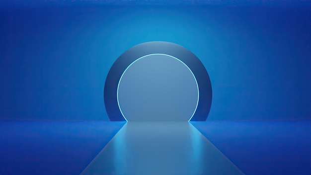 Un simple podio de producto azul. renderizado 3D.