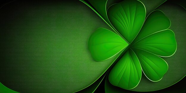 simple trébol verde de cuatro hojas de la suerte, fondo de la tarjeta de felicitación del día de San Patricio con espacio vacío