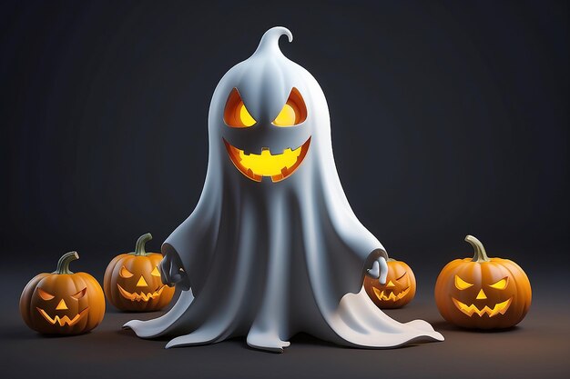 Foto simplemente el fantasma de dibujos animados de halloween 3d render ilustración 3d ilustración