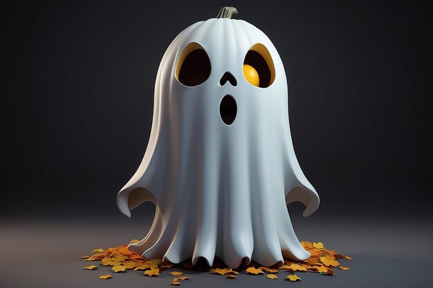 Foto simplemente el fantasma de dibujos animados de halloween 3d render ilustración 3d ilustración