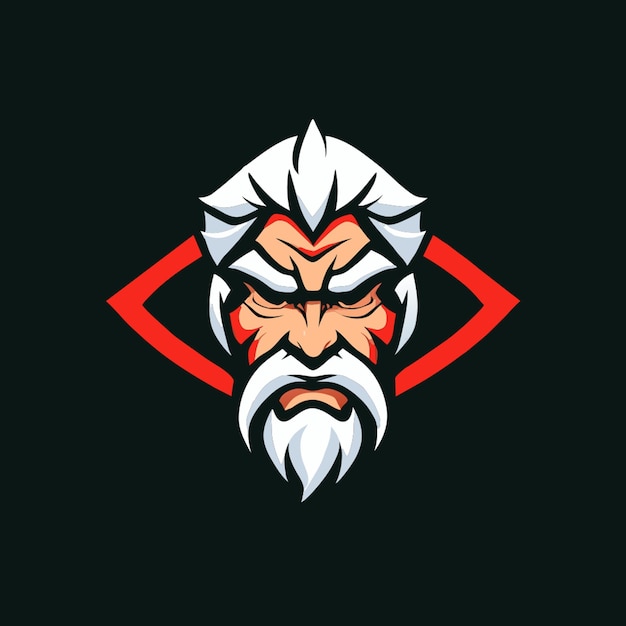 simples limpo minimal ungry avó samurai logotipo ilustração vetorial plano 2