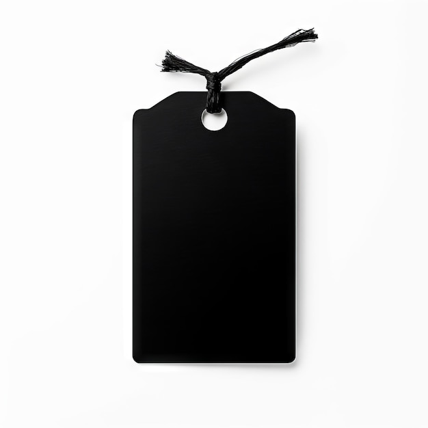 simplicidad con una etiqueta de precio negra vacía sobre un fondo blanco limpio perfecto para ventas y descuentos