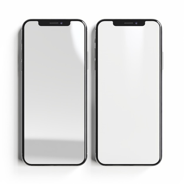 Simplista modelo de iPhone 11 de plata oscura con pantallas en blanco y en blanco