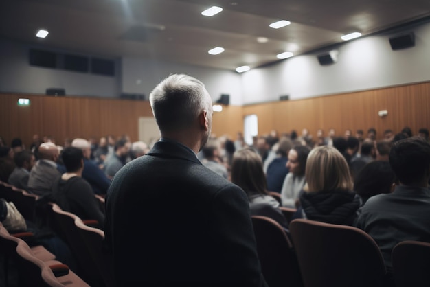 Simposio de negocios y emprendimiento Ponente dando charla en encuentro empresarial IA generativa