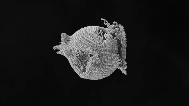 Simulación 3D de infección celular abstracta y destrucción de la estructura del átomo.