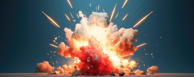 Foto una simulación de explosión con un signo de flecha ofrece un espectáculo visual a través de la representación 3d original