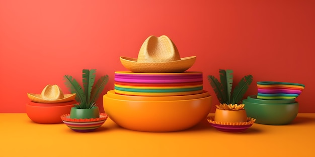 Foto simulacros de podio con fondo del cinco de mayo generative ai copy space