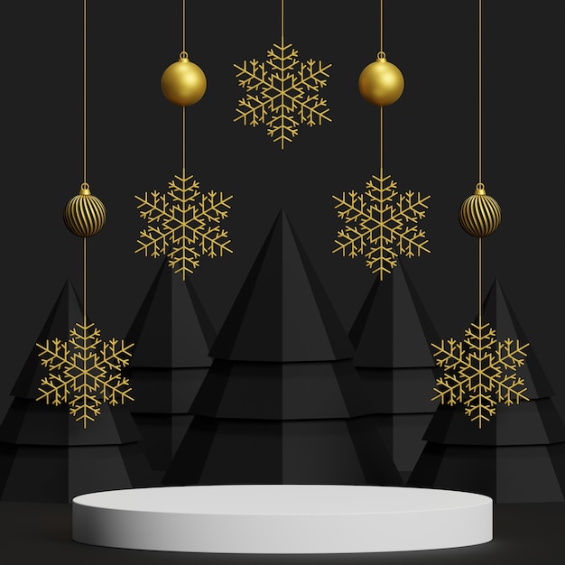 Simulacros de podio para la presentación del producto concepto mínimo abstracto Navidad y año nuevo