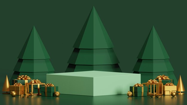 Simulacros de podio para la presentación del producto concepto mínimo abstracto Navidad y año nuevo