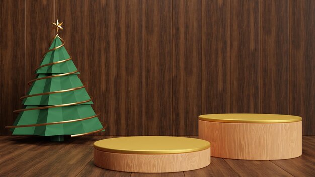 Simulacros de podio para presentación de producto concepto mínimo de escena abstracta Navidad y año nuevo