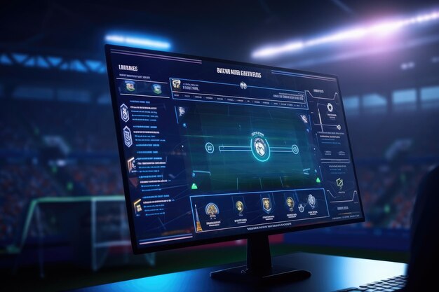 Simulador futurista virtual de futebol de computador