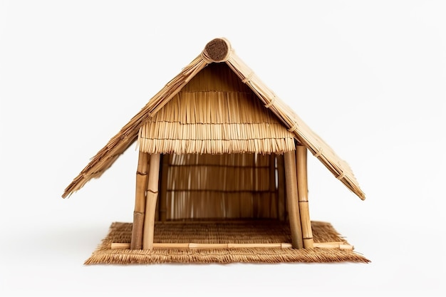 simular uma cabana de bambu com um design simples em um fundo branco