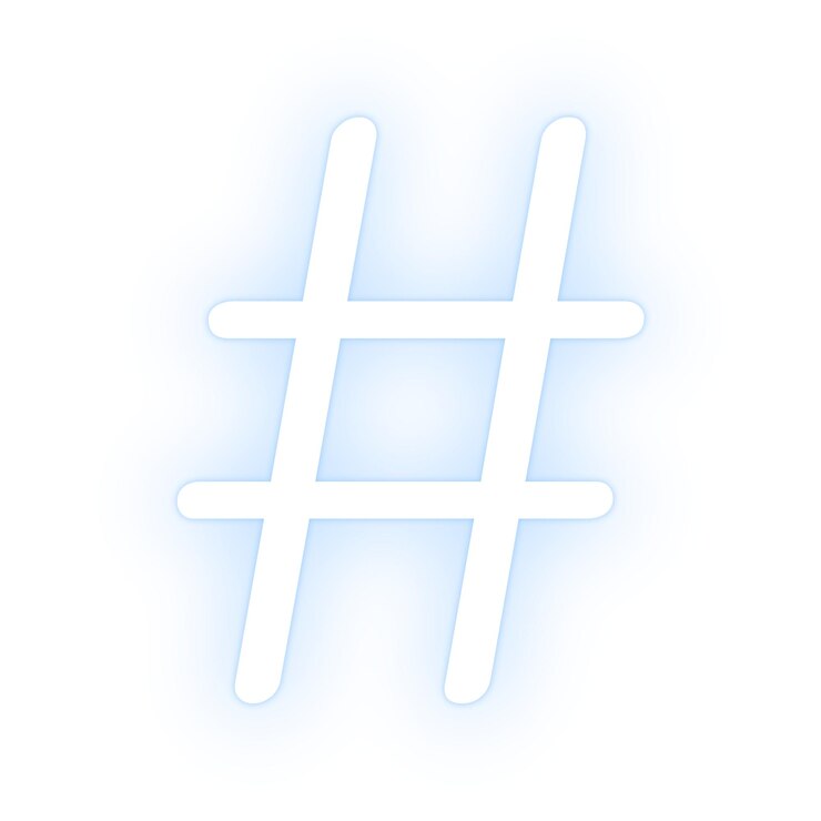 Foto sinais de hashtag png símbolo de néon fundo transparente