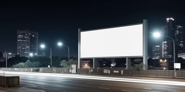 Sinais de publicidade de sinalização de outdoor branco vazio ao lado da rodovia Conceito de anúncio de maquete Generative ai