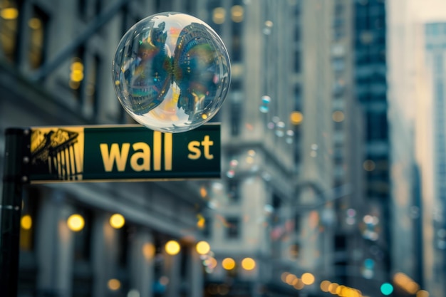 Sinais de Wall Street em uma bolha financeira da bolha do mercado de ações