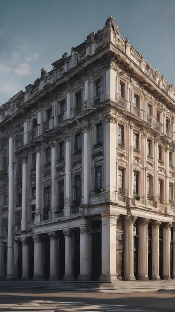 Foto sinais pretos quadrados limpos em edifícios com arquitetura clássica e maquete de luz do dia