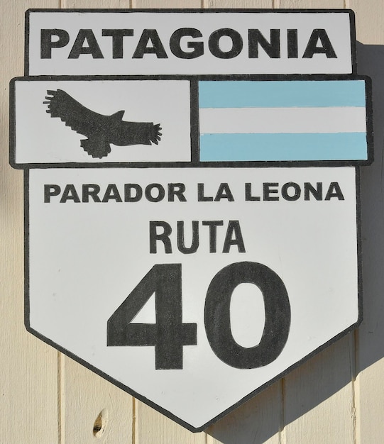 Sinal da Rota 40 da Patagônia