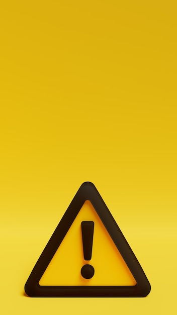 Foto sinal de aviso vista isométrica fundo amarelo prevenção de segurança ilustração 3d vertical