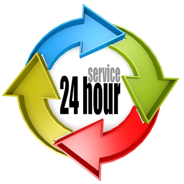 Foto sinal de ciclo de cores de 24 horas de serviço