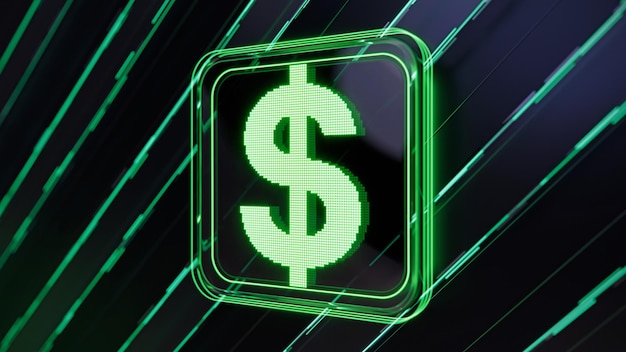 Foto sinal de dólar ícone de moeda ilustração 3d da placa de exibição da taxa de câmbio do dinheiro
