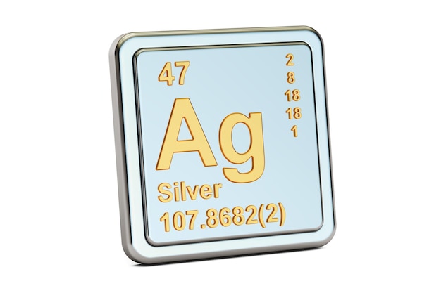 Sinal de elemento químico Silver Ag renderização em 3D