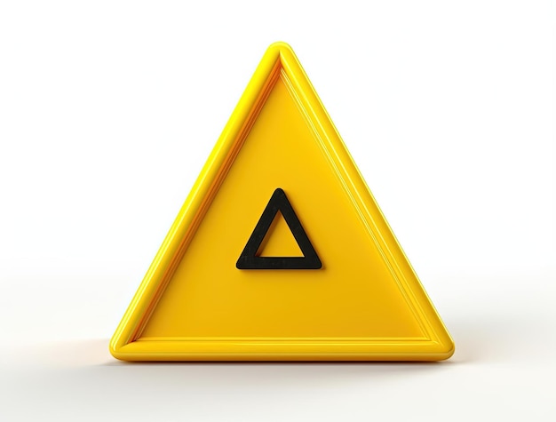 Foto sinal de exclamação triângulo de advertência amarelo no fundo branco