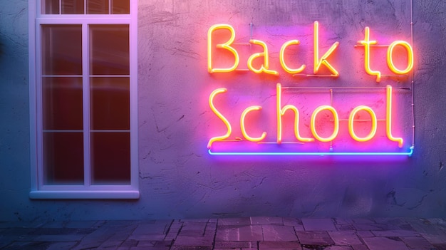 Sinal de Neon Glow Back to School na Parede