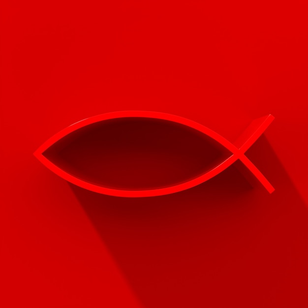 Sinal de peixe de cristo vermelho. renderização 3d