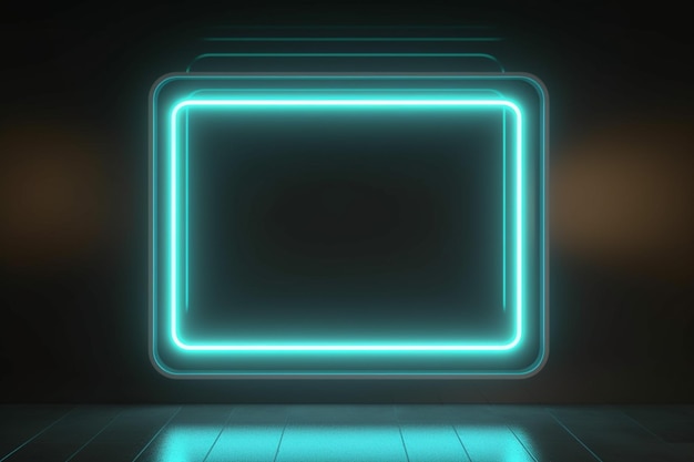 Sinal de quadro quadrado na imagem de retângulo de forma em um fundo preto Vista superior estilo futurista generativo AI