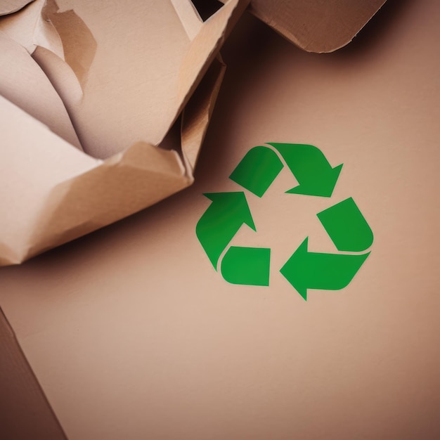 Sinal de reciclagem de setas verdes em fundo de papel criado usando tecnologia generativa de IA