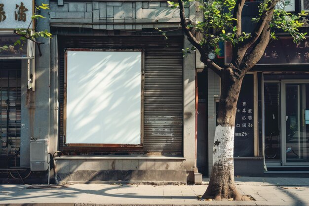 Foto sinal de tela de cartaz branco para anúncios na cidade na maquete de rua