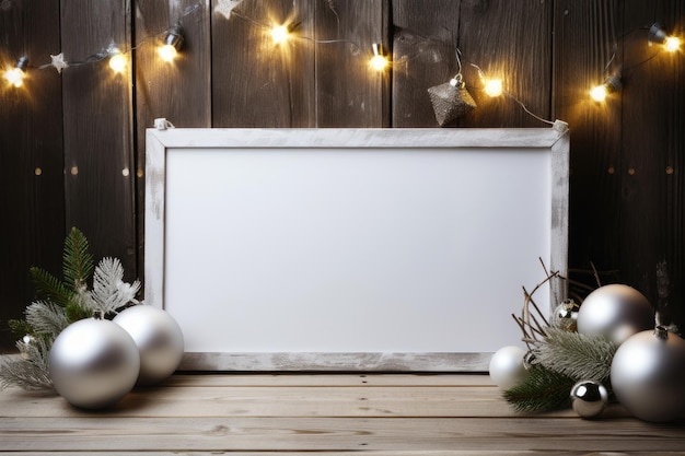 Sinal em branco com decorações de natal