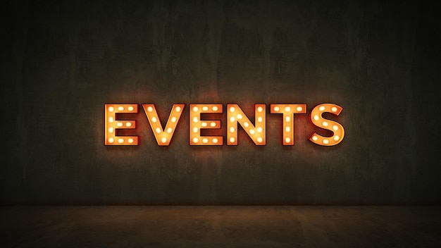 Sinal laranja que diz "eventos" nele.
